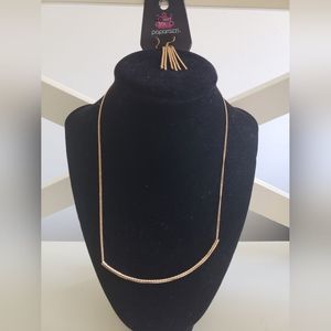 Paparazzi Gold Bar Necklace And Earring Set